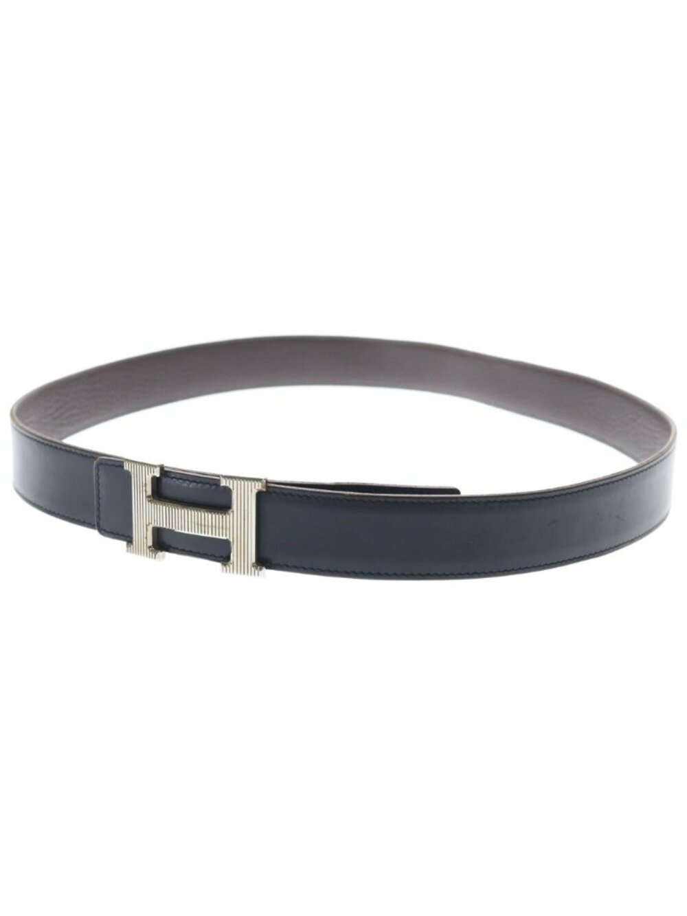 Hermes Constance Belt Reversible Leather Black Brown Silver
